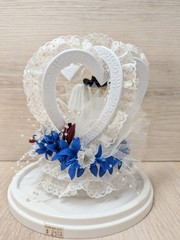 NEW Vintage Lefton Western Wedding Cake Topper Cowboy Bride Floral Lace Heart
