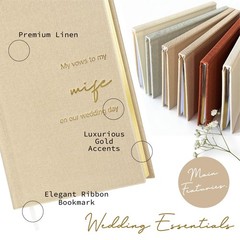 WeddingGiftsWedding Wedding Vow Books His and Hers-Canvas Linen XZ-HW-Beige