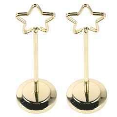2Pcs Reusable Gold Metal Star Table Number Holders for Weddings and Parties