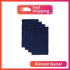 DII Luxury Barmop Collection Chevron Dishtowel Set, 16×19, Nautical Blue, 4 Piec