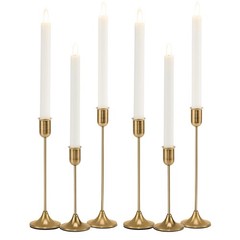 Brass Gold Candlestick Holders, Metal Taper Candle Holders Set of