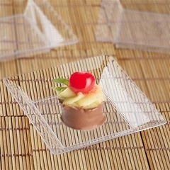 4.25″ PLASTIC PLATES Clear Elegant Square Wedding Disposable TABLEWARE