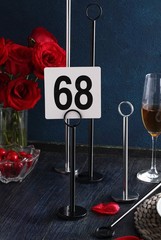Plastic Table Number Cards 1-100 Double Sided, 4″x4″ White with Bold Black Numbe