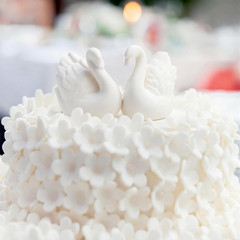 Hoteam 2 Pcs Swan Cake Topper Couple Wedding Cake Toppers Decor Vintage Elegant