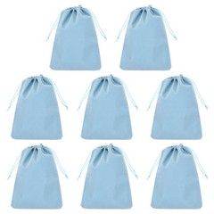 8Pcs Velvet Gift Bags 7 x 9″ Velvet Drawstring Jewelry Pouches Light Blue
