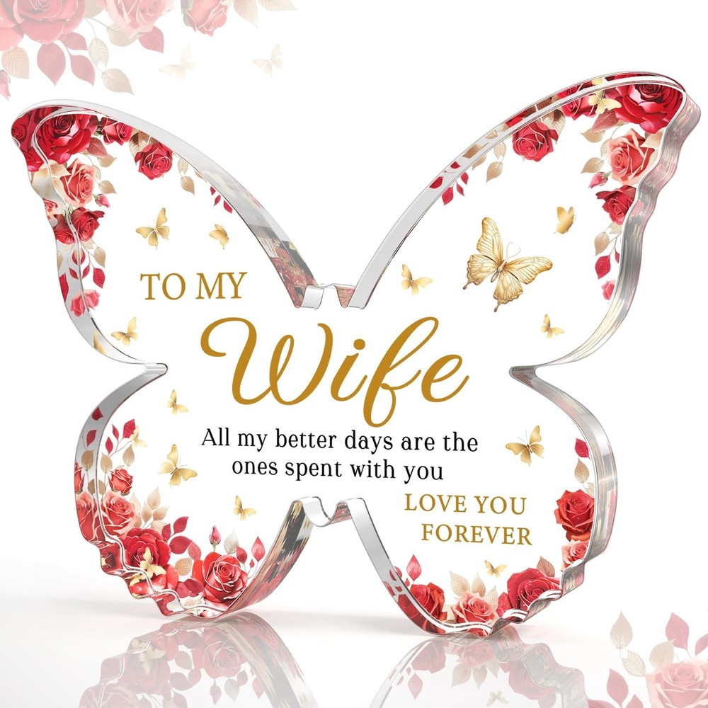 Gifts for Wife, Romantic Wife Anniversary Birthday Gift Ideas, 5×3.8×0.5 Inch…
