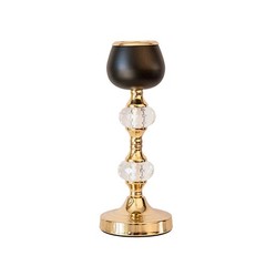 2 pcs Gold and Black 7″ 11″ tall Metallic Candle Holders with Crystal Accents