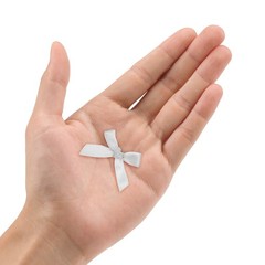 50Pcs Mini Ribbon Bow 1.8 inch Mini Fabric Satin Ribbon Light Grey