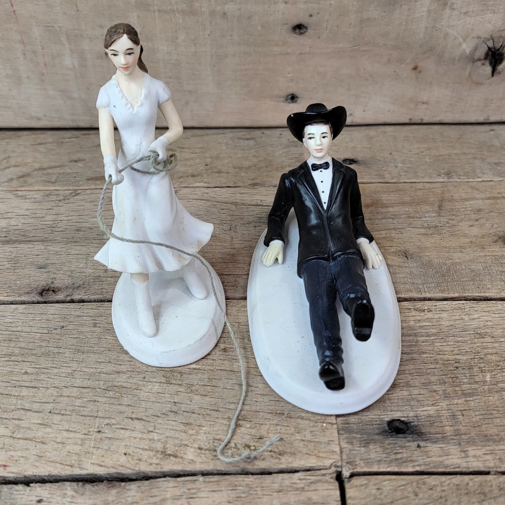 WeddingStar Reel Him In Porcelain Wedding Cake Topper Bride Groom NEW in Boxes