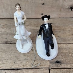 WeddingStar Reel Him In Porcelain Wedding Cake Topper Bride Groom NEW in Boxes
