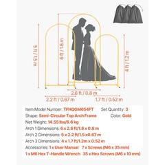 Uimoso Metal Arch Backdrop Stand 6/5/4 ft 3 PCS for Weddings and Events
