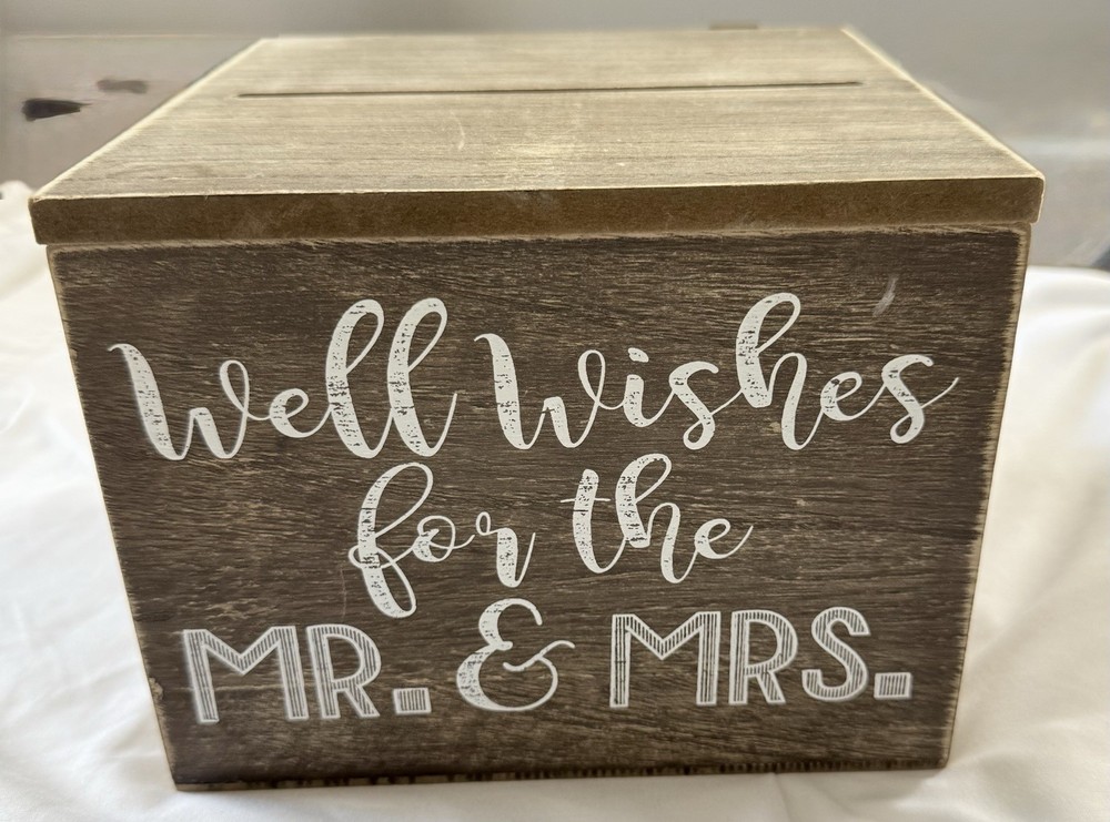 Studio His & Hers» wooden well wishes box 7 1/2 Inches Square Box With Lid .