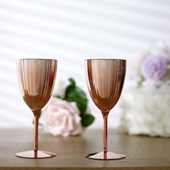 8 oz Metallic Blush Premium Wine Glasses Disposable Flutes Wedding Decorations