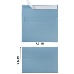 50 Pack 5 x 7 Envelopes Colored Self Seal for 5.25 x 7.2 inches, Dusty-Blue