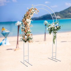 White Steel Round Arch Backdrop 2.2m × 1.5m Freestanding Wedding Balloon Stand