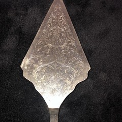Ornate Silver Wedding Cake Server Elles Italy. Serrated edges. High shine.