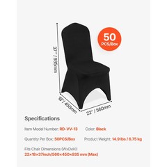 VEVOR 50 PCS Black Chair Covers Polyester Spandex Stretch Wedding Party Banquet