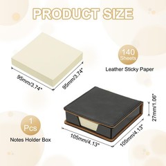 PATIKIL 140 Sheets Leather Sticky Notes Holder, 10inch Post Black