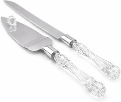 Elegant Cake Knife and Server Set Stainless Steel with Crystal Handle – Perfe…