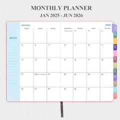 Planner 2025-2026, Month Weekly Planner Runs JAN 2025 to JUN 2026, 2025 Rose