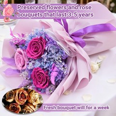 Preserved Flowers Bouquet, for Delivery,Handmade Purple Rose purple