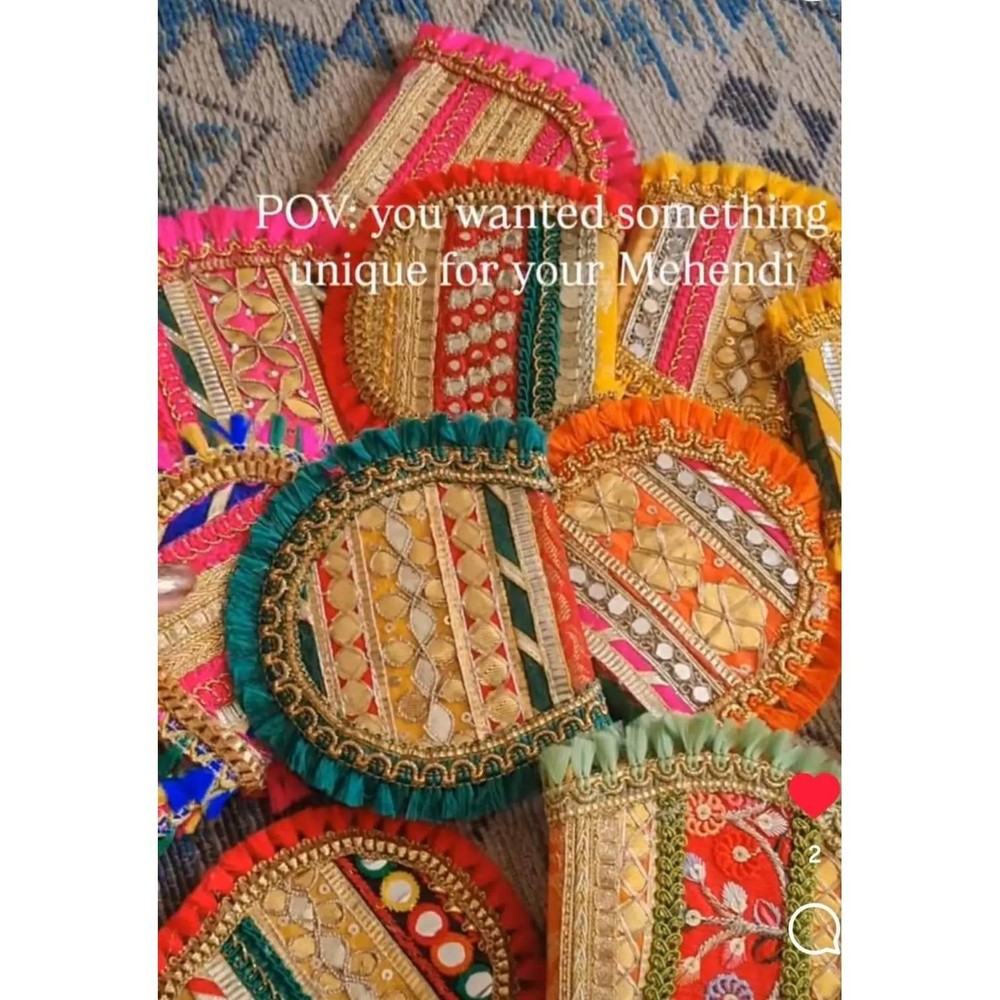 Brocade handfans set of 20 wedding favors Dholki Sangeet ceremony Indian wedding