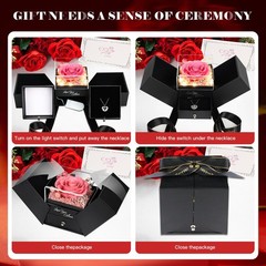 Gifts for Women Preserved Real Roses with I Love You Necklace Fresh Forever F.
