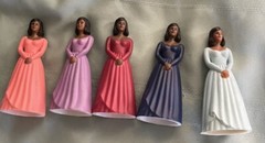 VINTAGE 5 BRN BRIDESMAIDS IN RAINBOW GOWNS OLD STOCK CAKE TOPPERS’ NEW-FREE SHIP