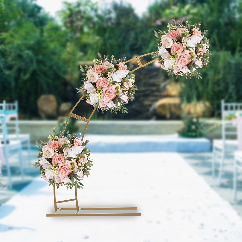 6.5ft Metal Crescent Moon Arch Wedding Party Plant Climbing Backdrop Stand Rack