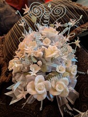 Beautiful Cascade Bouquet Made With Porcelain. Tiara Included. !Stunning