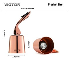 WOTOR Stainless Steel Wine Bottle Stoppers with Silicone – 2 Pack, Rosegold-2