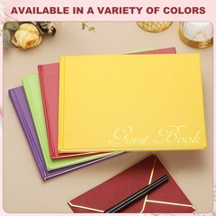 Elegant Guestbook, 9″x7″ PU Leather Wedding Guest Book, Orange