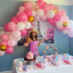 Pink and Gold Balloons Set, 50pcs 12 inch White Latex