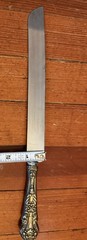 Vintage Sheffield England 24KT Gold Plated Serrated Knife w/ Box Ornate Handle!