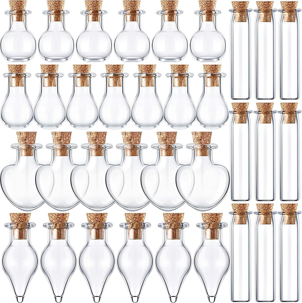 50 Pieces Mini Jars with Cork Stoppers Tiny Glass Bottles Small Wishing…