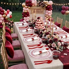 Ciaell 350PC Red Plastic Plates Set for 50 Guests – Dinnerware & Cups