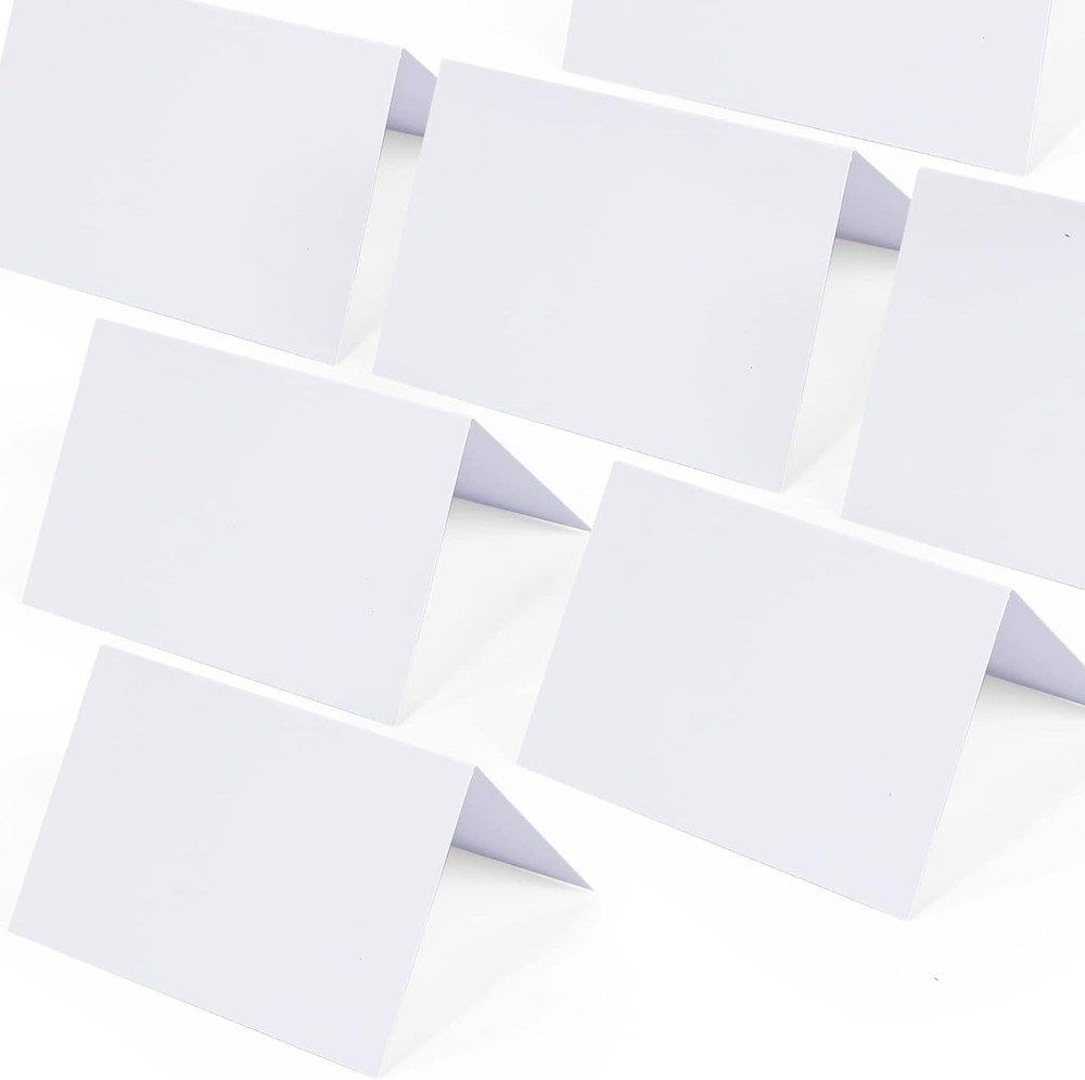 Place Cards for Table Setting – 50 Pcs White Blank Tent Place Cards for Weddings
