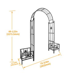 7.5FT Outdoor Wedding Steel Garden Trellis Arch W/Planters For Climbing Plant