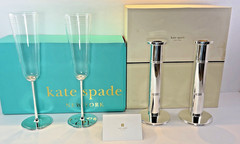 2 Sets Kate Spade x Lenox «Mr.» & «Mrs.» Champagne Glasses Candle Stick Holders