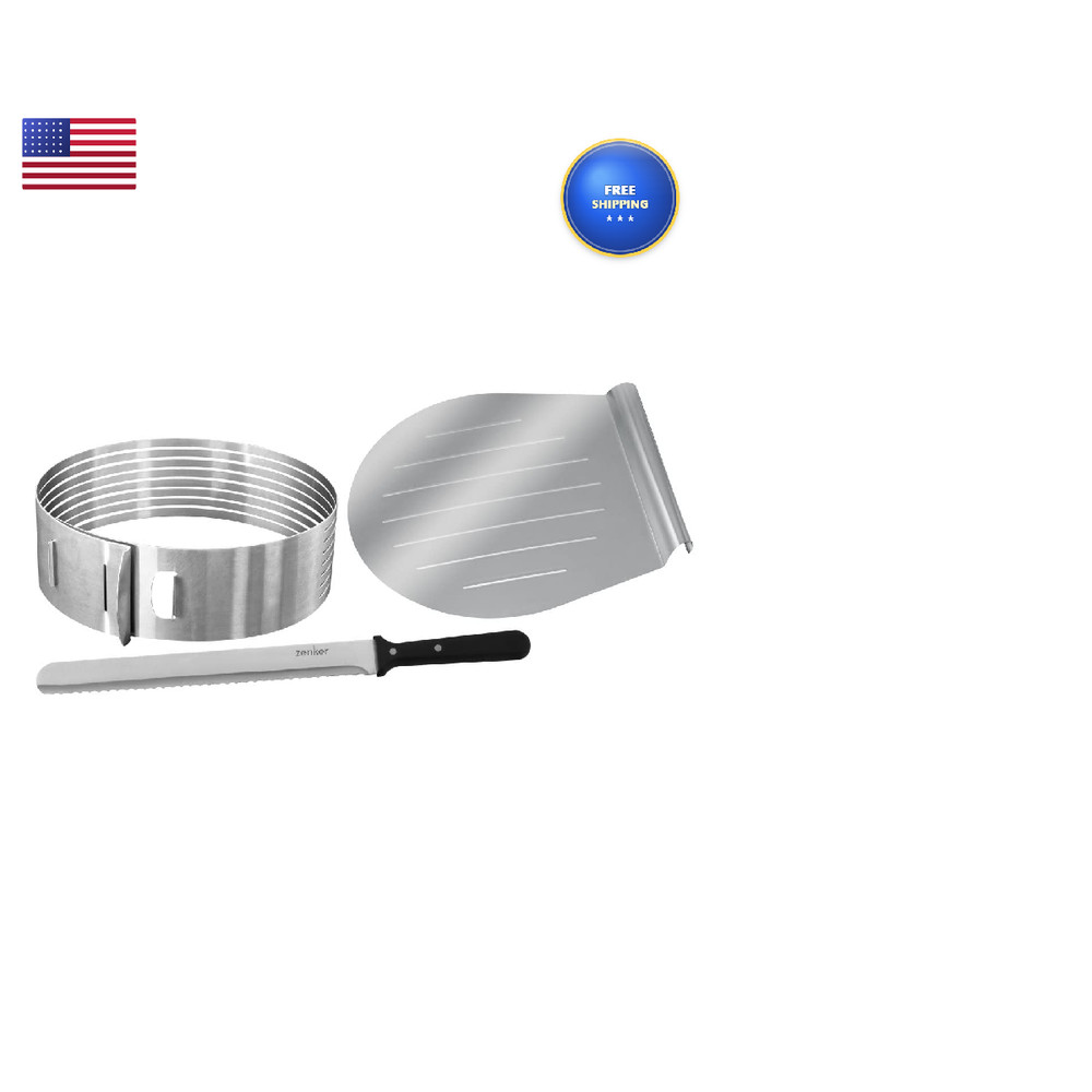 Zenker Stainless Steel Layer Cake Slicing Kit 12 Serrated Knife 3-Piece 7705