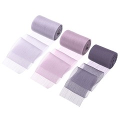 3 Rolls Ribbon Crinkle Chiffon 1.5″ 6Yard Purple Light Purple Grey Purple