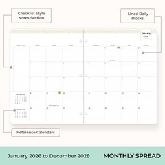 Day Designer 24 Month 2026 Monthly 8.5″ x 11″ Orange Blossom Mint- 2026