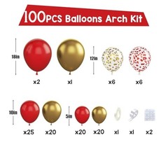 Red and Gold Balloon Arch Kit, 100Pcs Gold Red Balloon Garland Kit Red Gold