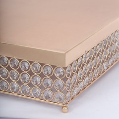 GOLD METAL 16″ wide Cake Stand with Crystal Beads Party Wedding Reception SALE