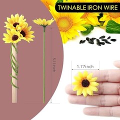 Wavwavw 50 Pcs Mini Artificial Sunflower Heads with Iron Stems for 1.77 Inch