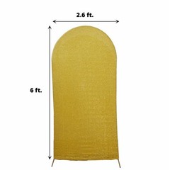 6 ft GOLD Metallic Fitted Spandex Round Top Arch STAND COVER Party Events