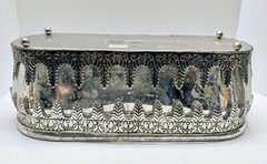 16″ Pottery Barn Madeline Mercury Glass Metal Filigree Centerpiece Vase Silver