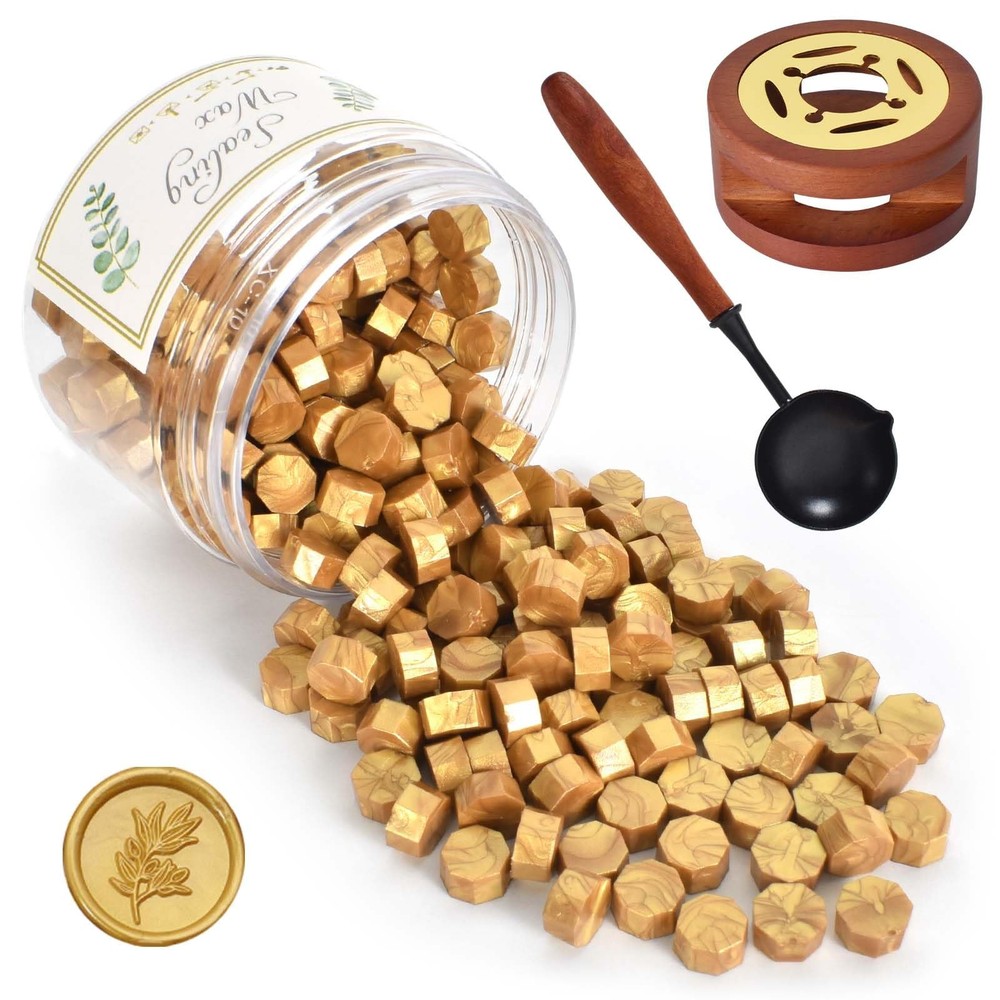 Sealing Wax Beads Set, Sealing Wax Gold Metallic, 200 Piece Wax Beads Victory…