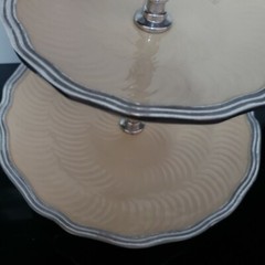 Godinger Two Tier Aluminum Snack Serving Tray Cake Stand