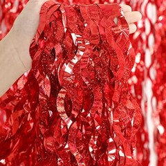 3 Pack Red Backdrop Curtain – 3.3 ft x 6.6 ft Foil Backdrop Curtain Laser Red